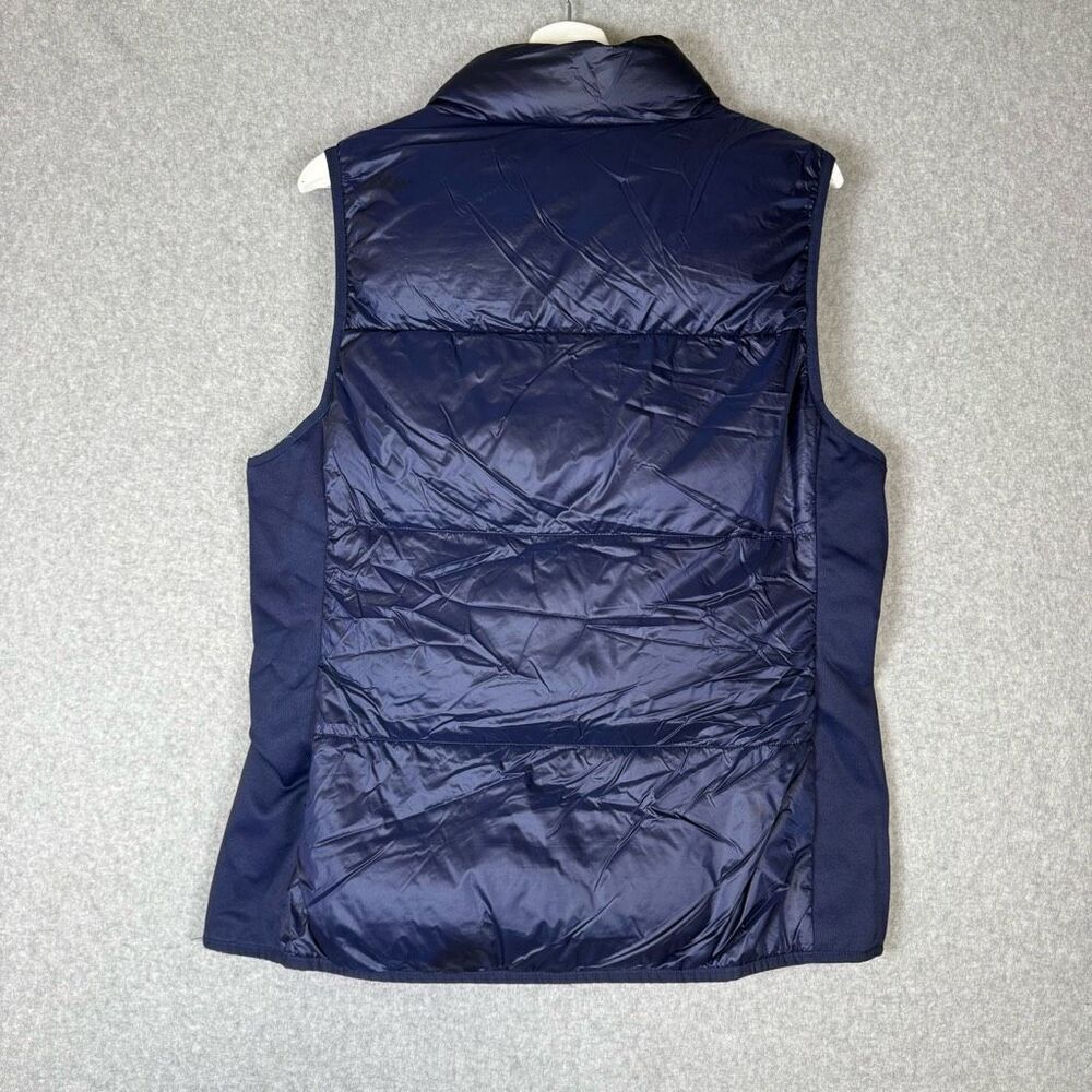 Fabletics Womens Size Large Full Zip Front Puffer Vest Navy Blue Pockets Stretch - Picture 6 of 6